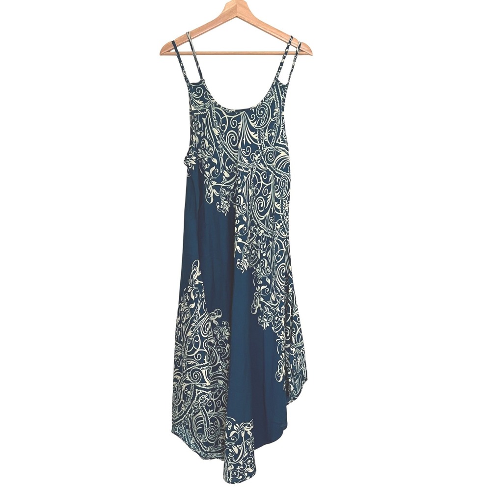 Kathmandu Imports Teal Paisley Handkerchief Boho Festival Dress Womens Medium